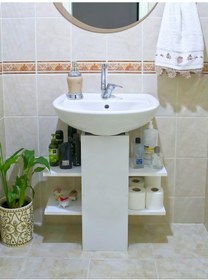 Resim Lavabo Altı Dolap, Banyo Dolabı, Banyo Düzenleyici Raflar, Beyaz, Asudehome Beyaz 