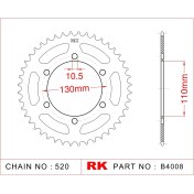 Resim Kawasaki EX 250 R NINJA RK Çelik Arka Dişli B4008-42 (2008-2011) 