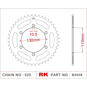 Resim Kawasaki EX 250 R NINJA RK Çelik Arka Dişli B4008-42 (2008-2011) 