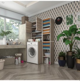 Resim Kenzlife Çamaşır Makinesi Dolabı Hayzummaks Crd 180 096 55 Banyo Kiler Çift Kapaklı Arkalıklı Çok Renkli 