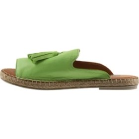 Resim Bueno Shoes Yeşil Deri Kadın Düz Terlik 