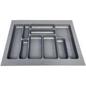 Resim DİZAYNAKS Versa Antrasit Dokulu Çekmece İçi Kare Antibakteriyel Plastik Kaşıklık 66 X 49 