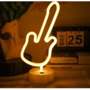 Resim Neon Gitar Masa Lambası Pil+Usb 