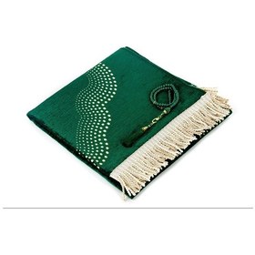 Resim Mihrap Desenli Düz Şönil Seccade Yeşil 