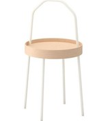 Resim Kulplu Sehpa Beyaz Renk IKEA 38 cm Metal-Taşınabilir Sehpa 