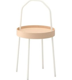 Resim Kulplu Sehpa Beyaz Renk IKEA 38 cm Metal-Taşınabilir Sehpa 