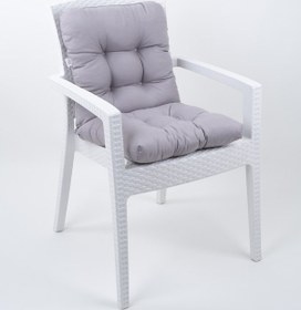 Resim Altınpamuk Neva Pofidik Özel Dikişli Bağcıklı Arkalıklı Sandalye Minderi 44x88 CM Gri 