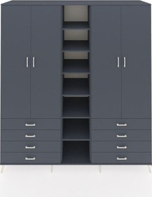 Resim Kronos Dolap 10 Raflı 8 Çekmeceli 2 Askılı 220x59x243 Antrasit-antrasit/antrasit Çok Renkli 