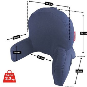 Resim Xpermate Kolçaklı Okuma Yastığı Sırt Minderi TV İzleme Yastığı Bel Destek Ergonomik Fermuarlı Yastık Lacivert 