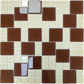Resim MozaiKristaL Tüm yüzeyler için Sütlü Kahve-Krem Mix. 30x30cm. Fileli Kristal Cam Mozaik ( 1 m2 Fiyatıdır ) 