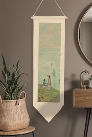 Resim Duvar Halısı Pinterest Oda Dekoru, Monet Sanat Serisi, 100cm Kanvas Flama Askılı Duvar Örtüsü NO:587 - Renkli - 10 / 30 x 100 