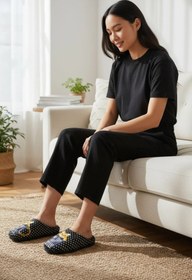 Resim Gezer Yumuşak Kaymaz Taban Sessiz Hafif Kedİ Figürlü Ev Terlik 