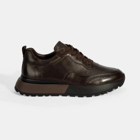 Resim Desa Erkek Kahve Bağcıklı Kalın Tabanlı Deri Sneaker 