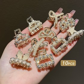 Resim 10 adet Saç Tutucu Küçük Alaşım Mini Saç Yakalayıcı Prenses Baş Fiyonk Taşlı Kore Saç Aksesuarları Saç Tokası Saç Tokası Başlık 