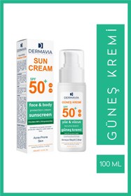 Resim Dermavia Spf 50 Yüz Ve Vücut Güneş Kremi Akneye Meyilli Ciltler 100 ml 
