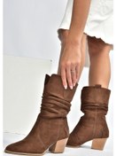 Resim Fox Shoes J404040002 Kahverengi Süet Kalın Topuklu Kadın Bot Kahverengi-süet 