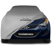 Resim ULTRASHOP Hyundai Elantra 5 (2010 - 2015) Gri Kumaş Araba Branda Logolu Araba Brandası Penye Oto Branda 