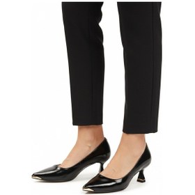 Resim Siyah Kırışık İnce Kısa Topuklu Kadın Abiye Ayakkabı 357171 Z Siyah Kırışık 