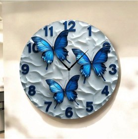Resim Kelebek Hayvan Renkli Baskı Desenli Sayılı Hediyelik Ahşap Sessiz Tablo Duvar Saati 133 Renkli 
