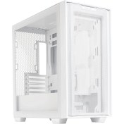 Resim ASUS A21 Kasa 360 mm Soğutucu, 380 mm Uzunluğa Kadar Ekran Kartı ve Standart ATX PSU Destekli, Gizli Kablo Bölmeli Micro-ATX Bilgisayar Kasası, Beyaz 
