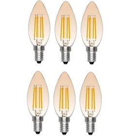 Resim 6 Adet E14 Ince Duy Buji Mum Amber Renk 4 Watt Rustik Led Ampul E 