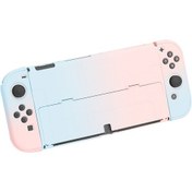 Resim Nintendo Switch Oled Konsolu Parmak İzi Önleyici Kılıf Mavi-Pembe 