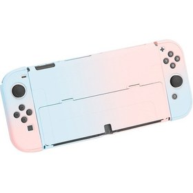 Resim Nintendo Switch Oled Konsolu Parmak İzi Önleyici Kılıf Mavi-Pembe 