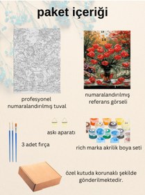 Resim Su'lepas Sayılarla Boyama Seti Numaralı Tuval Fırça Boya 40x50 Cm - KAHVE VE EV 