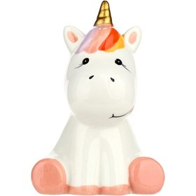 Resim Gajeena Seramik Unicorn Para Kazanması - Kartoon Figür Ev Dekorasyonu - Çocuklar İçin Altın Boynuzlu Kumbarası - Aile Hediyesi 