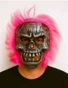Resim Wild Skull - Gümüş Kafatası Pembe Saçlı İskelet Maske Renkli 