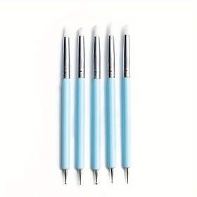 Resim 1/5 adet Çift Uçlu Tırnak Sanatı Noktalama Kalemleri - Jel Oje, Kil Heykeli & Çizim Araçları için Silikon Fırçalar, Karmaşık Tasarımlar için Hassas Uçlar, Manikür & Pedikür için İdeal, Tırnak Sanatı Malzemeleri|Şık Fırça Tasarımı|Dayanıklı Silikon Fırçalar, Tırnak Sanatı Fırçaları 