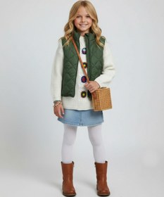 Resim CLOUDY WEAR&DESİGN Kız Çocuk Renkli Nakış Detaylı Pembe-Ekru Oversize Triko Kazak 