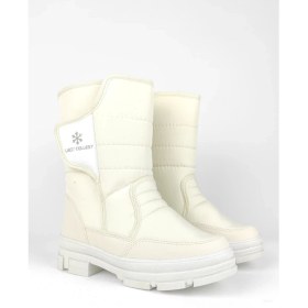 Resim Günlük Içi Termal Kaydırmaz Taban Cırtlı Krem Kadın Kar Botu 