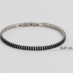 Resim Kronos Baget Taşlı Su Yolu 21 Cm Çelik Erkek Bileklik Gri 
