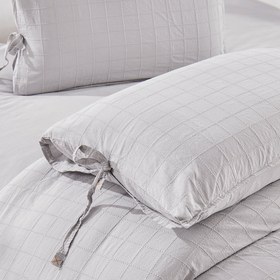 Resim Rocco 100% Cotton Embroidered Piece Dyed Duvet Cover Set Gray 