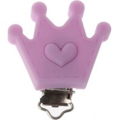 Resim Bebek Bebek Emzik Klip Emzik Diş Kaşıyıcı Taç Şekli Silikon Tutucu Tükürük Havlusu Desteği Anti Güz Yenidoğan Bebek Besleme Şeffaf 