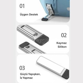 Resim Zenwaya Store Cep Telefonu ve Dizüstü Bilgisayar Standı | Katlanabilir Ince Metal Braket | Taşınabilir, Ergonomik Laptop ve Telefon Standı | Masaüstü Çok Amaçlı Destek 1 Adet Ayak 