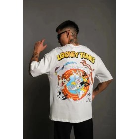 Resim Nemere Bisiklet Yaka Baskılı Oversize T-Shirt - Beyaz 