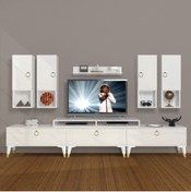 Resim Decoraktiv Ekoflex 8da Mdf Gold Tv Ünitesi Tv Sehpası - Parlak Beyaz 