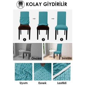 Resim Baklava Desen Sandalye Kılıfı Yıkanabilir Likralı Esnek Lastikli Sandalye Örtü Mint Yeşili 