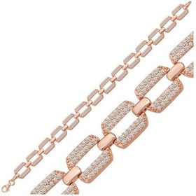 Resim 925 Ayar Gümüş Rose Zirkon Taşlı Kadın Bileklik Beyaz 14807770 