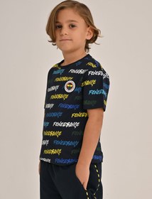 Resim Fenerbahçe Lacivert Tribün Pattern Çocuk Tshirt - Çok Renkli / 4 