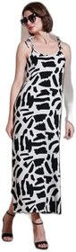 Resim Lela Desenli Midi Boy Oversize Fit Bağlamalı İp Askılı Bisiklet Yaka Elbise Bayan ELBİSE 5869009 