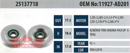 Resim ABA 25137718 Gergi Rulmanı 