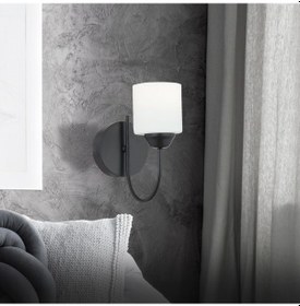 Resim Esila Siyah Boyalı Duvar Lambası Yatak Odası-Yatak Başı-Banyo İçin Modern Aplik Siyah 