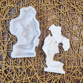 Resim 2'li Yüksek Kaliteli Silikon Kalıplar - DIY Mumlar, Reçine & Alçı El Sanatları için Çift 3D Öpüşen Yüzler Tasarımı - Yeniden Kullanılabilir Ev Dekorasyon Sanatı Kalıpları (S1242), Mum Yapım Malzemeleri, Soyut Tasarım, Dayanıklı Kalıp Materyali 
