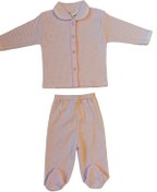 Resim Ataser Puanlı Kız Bebek Patikli Pijama Takımı %100 Pamuk Bebek Takım 