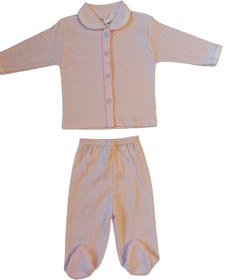 Resim Ataser Puanlı Kız Bebek Patikli Pijama Takımı %100 Pamuk Bebek Takım 