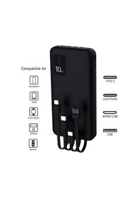 Resim 10.000 Mah Plus Dijital Göstergeli Dahili Çoklu Kablolu Powerbank,siyah,taşınabilir Şarj Cihazı Lcd Siyah 
