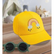 Resim BK Kids Boho Tasarımlı Sarı Cotton Çocuk Şapkası ve Yeşil Çocuk Güneş Gözlüğü Hediye Seti 